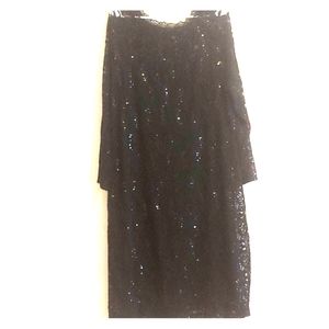 Black sequence knee length dress